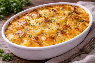 Классическая французская картофельная запеканка в сливочно-чесночной заливке.