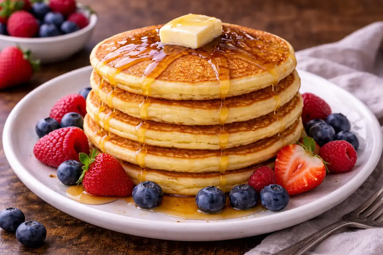 Пышные панкейки на молоке для быстрого домашнего завтрака.