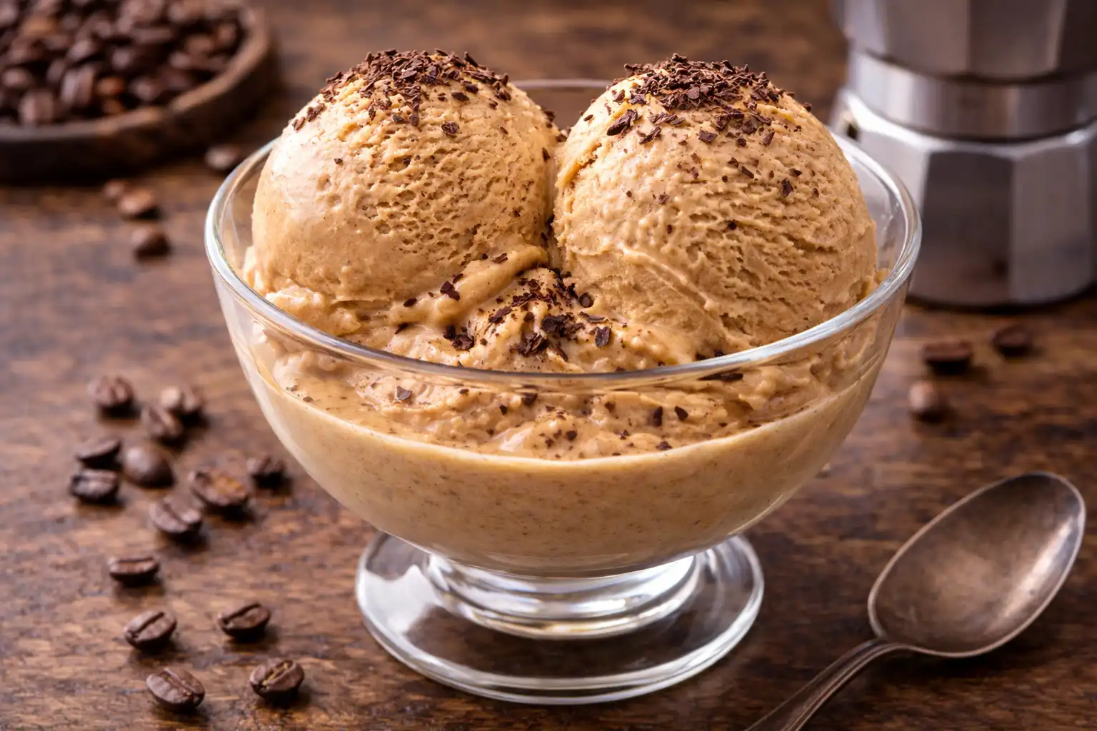 Итальянское джелато с насыщенным вкусом эспрессо и плотной шелковистой текстурой.