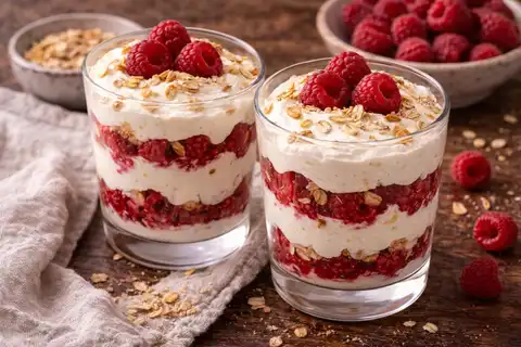 Шотландский десерт из сливок, малины, обжаренных овсяных хлопьев, мёда и лёгкой ноты виски.