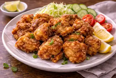 Хрустящая японская закуска из маринованных кусочков курицы, обжаренных во фритюре.