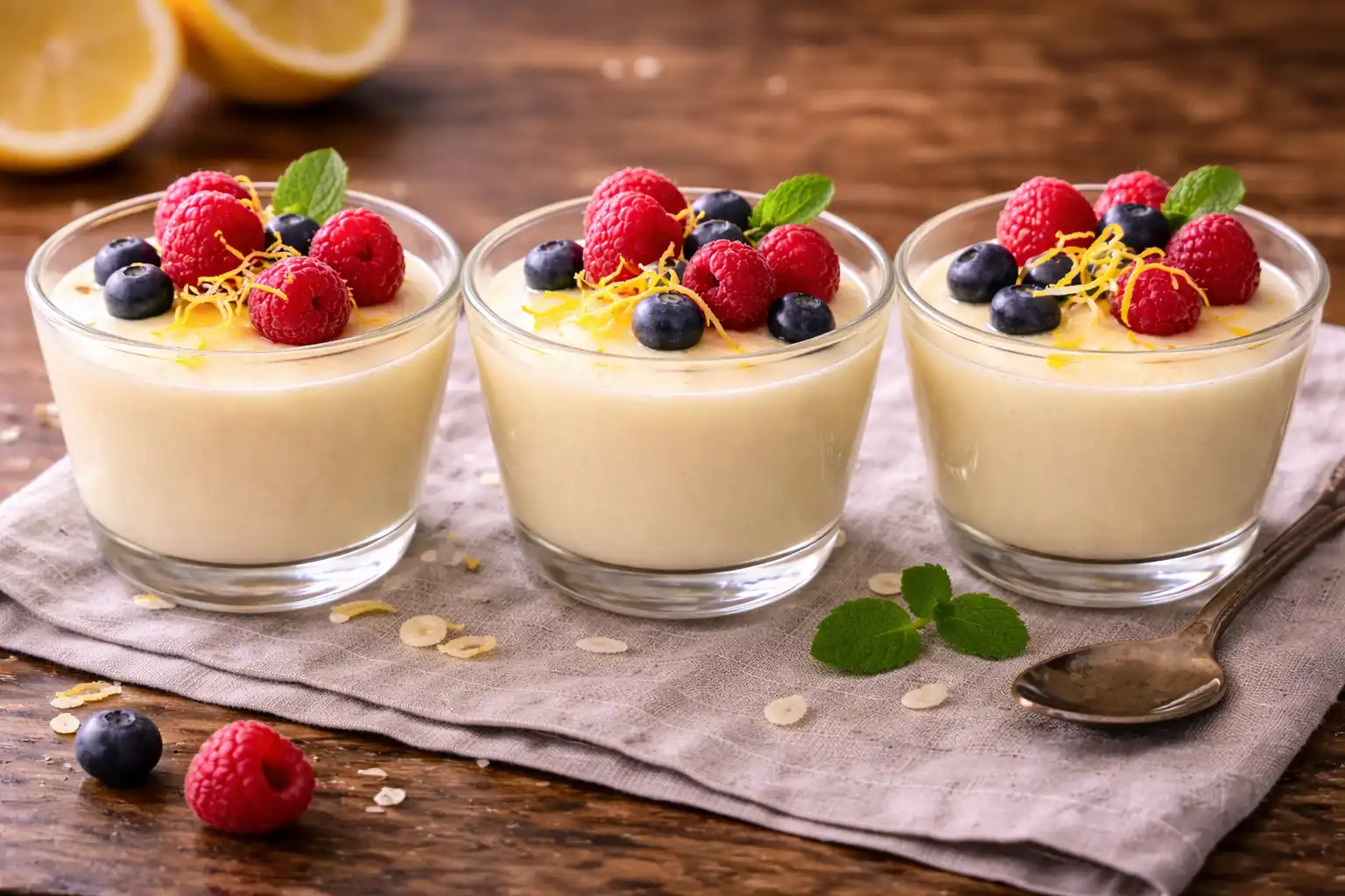 Нежный британский десерт из сливок с ярким лимонным вкусом и шелковистой текстурой.