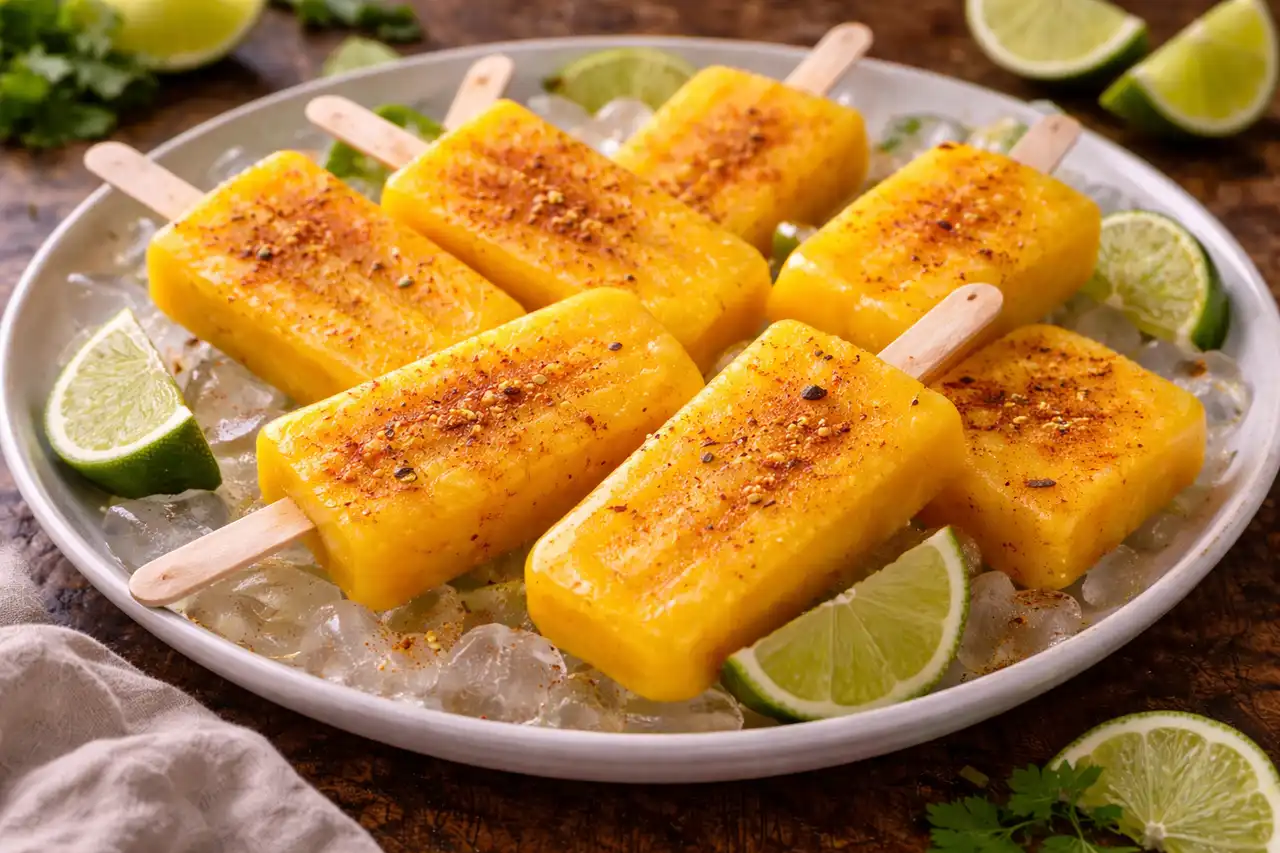 Освежающий мексиканский фруктовый лёд из манго с лаймом и лёгкой остротой чили.