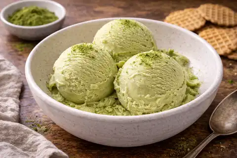 Нежное японское мороженое с насыщенным вкусом матча и бархатистой сливочной текстурой.