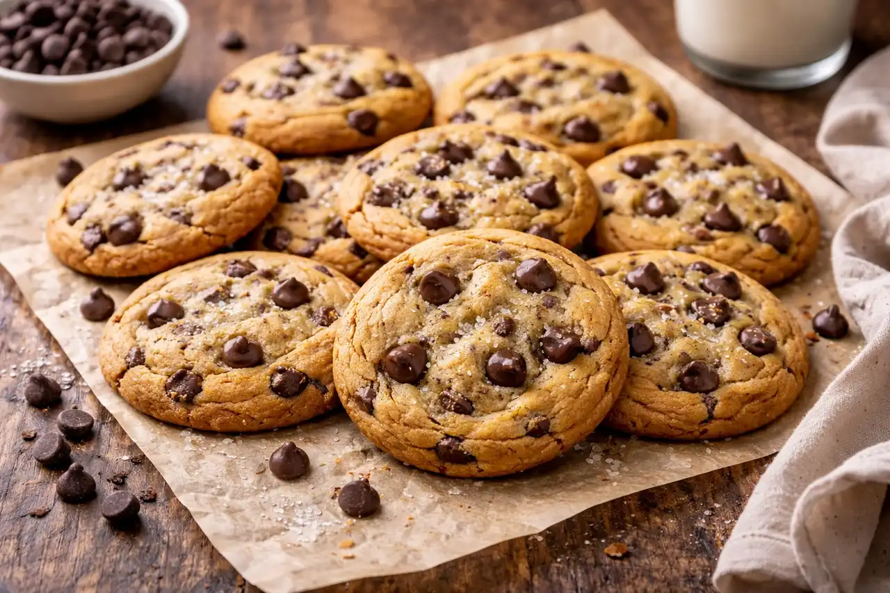 Классическое печенье с шоколадной крошкой - хрустящие края и мягкая середина.