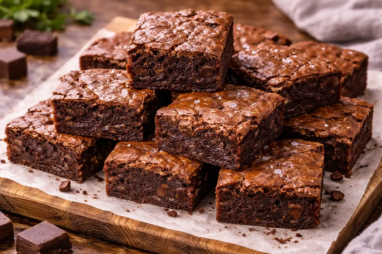 Плотные и влажные американские брауни с насыщенным шоколадным вкусом и тонкой хрустящей корочкой.