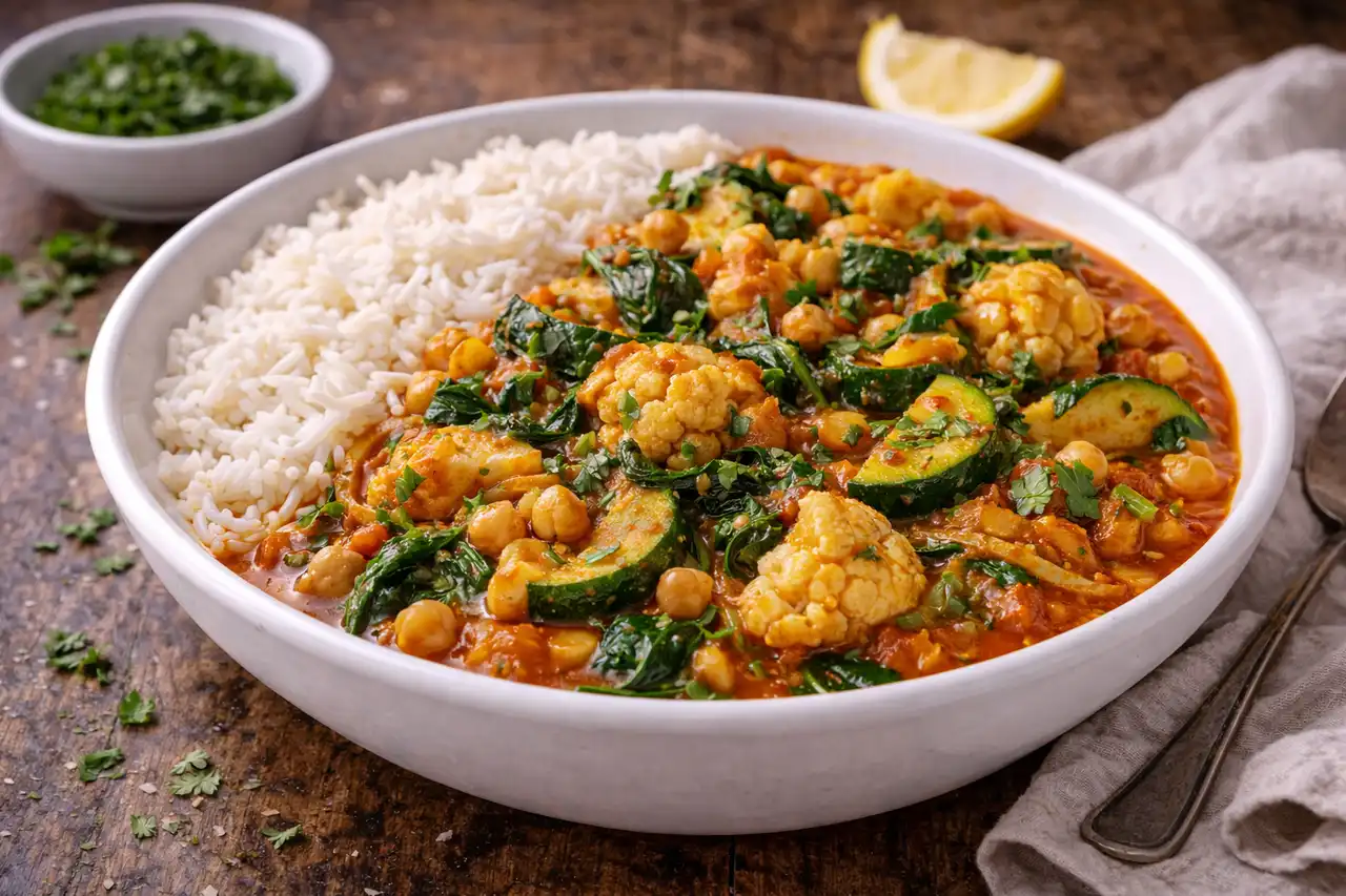 Согревающее овощное карри с балансом сладости и остроты.