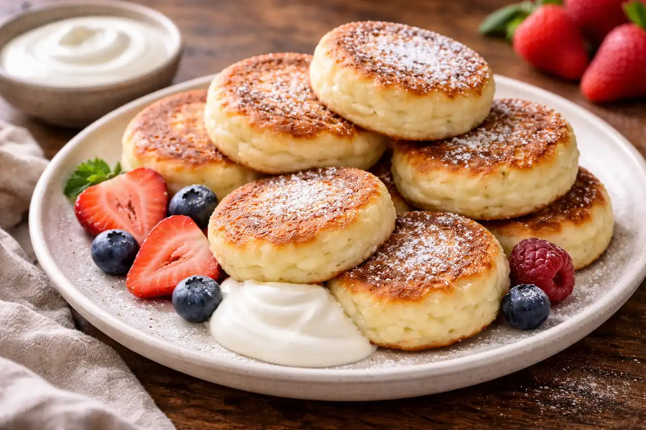 Невероятно нежные сырники из творога с золотистой корочкой и мягкой сливочной серединой.