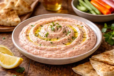 Греческая закуска-намазка из икры, хлеба, лимонного сока и оливкового масла с нежной кремовой текстурой.