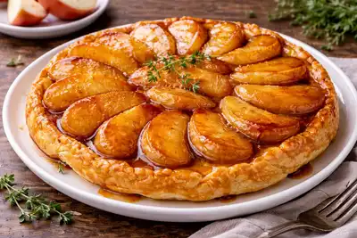 Классический французский перевёрнутый пирог с карамелизированными яблоками.