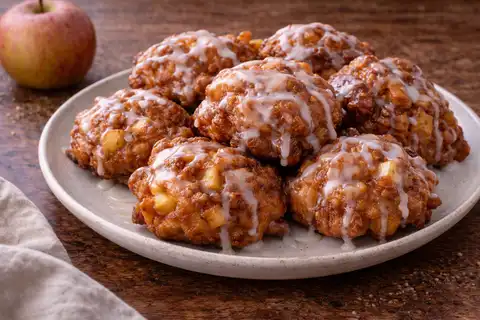 Пышные американские оладьи с кусочками яблок, корицей и золотистой хрустящей корочкой.