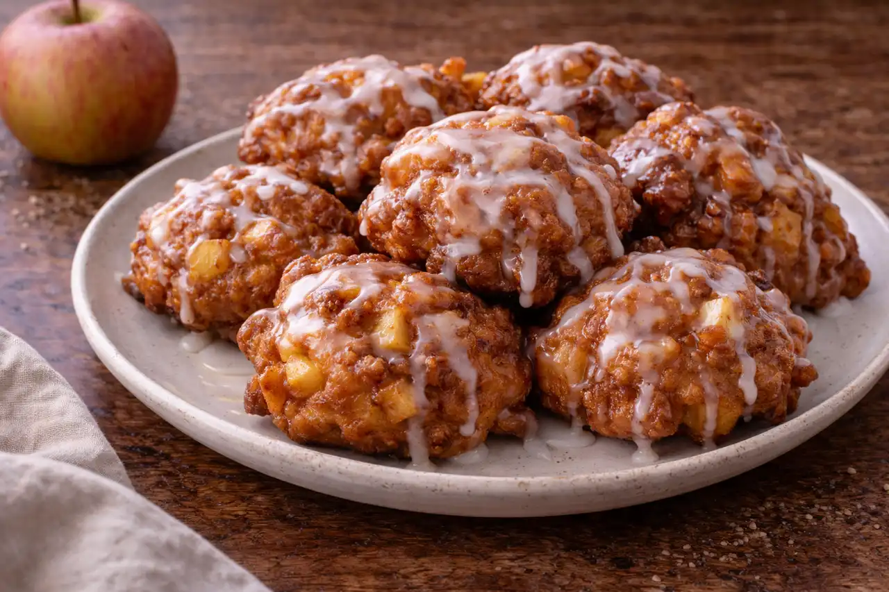 Пышные американские оладьи с кусочками яблок, корицей и золотистой хрустящей корочкой.